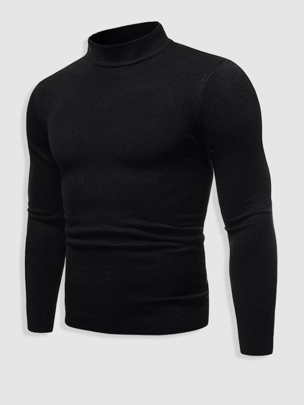 Men's Slim Fit Turtleneck Sweater, Long Sleeves, Ribbed Trims
