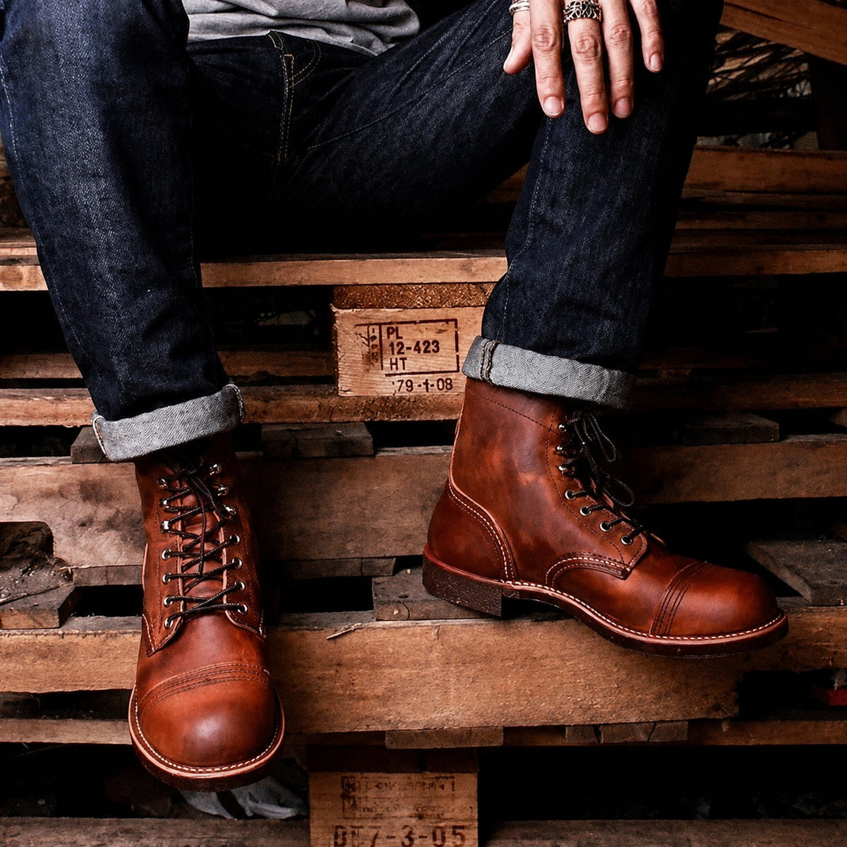 Men's Classic Retro Lace-Up Ankle Boots, Cap Toe