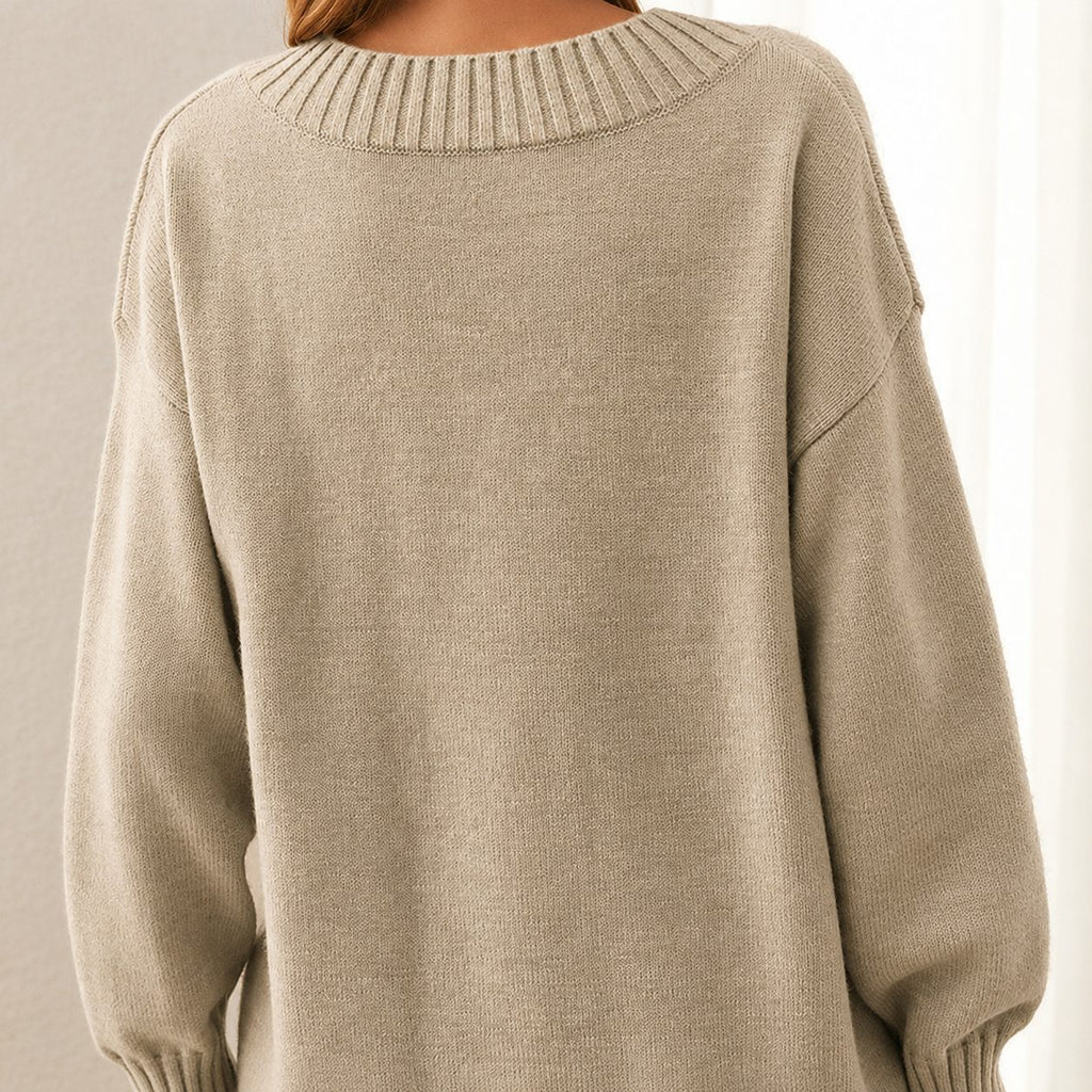 Adelina | Sweater with V-Neck and Ribbed Trim for Women
