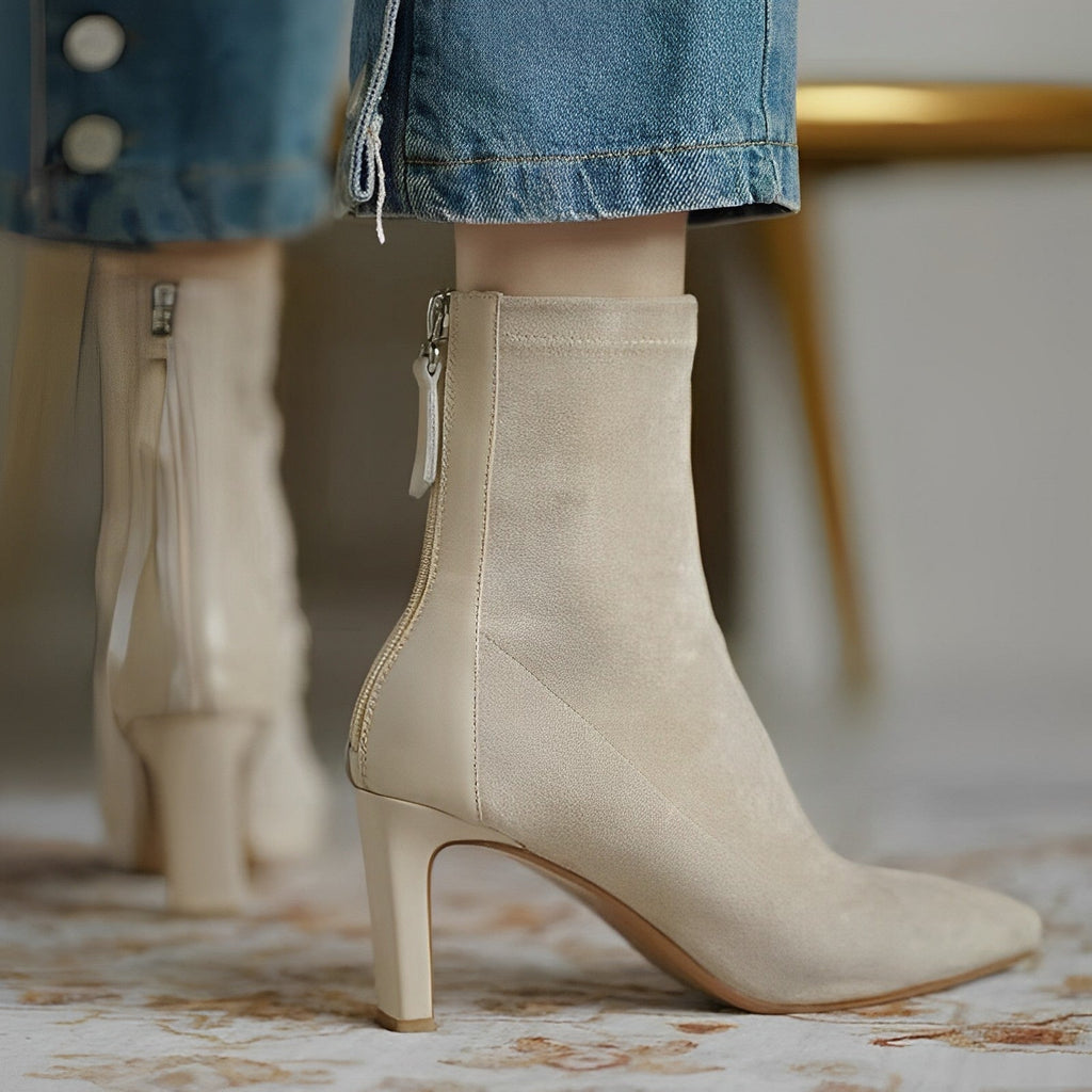 Women's Ankle Boots with Pointed Toe and Slender Heel