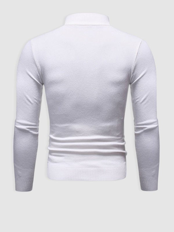 Men's Slim Fit Turtleneck Sweater, Long Sleeves, Ribbed Trims