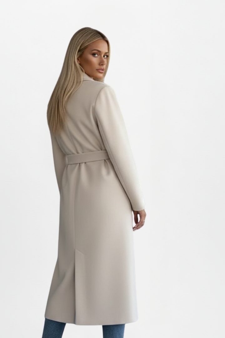 Aida | Wool Double-Breasted Longline Winter Coat with Belt for Women