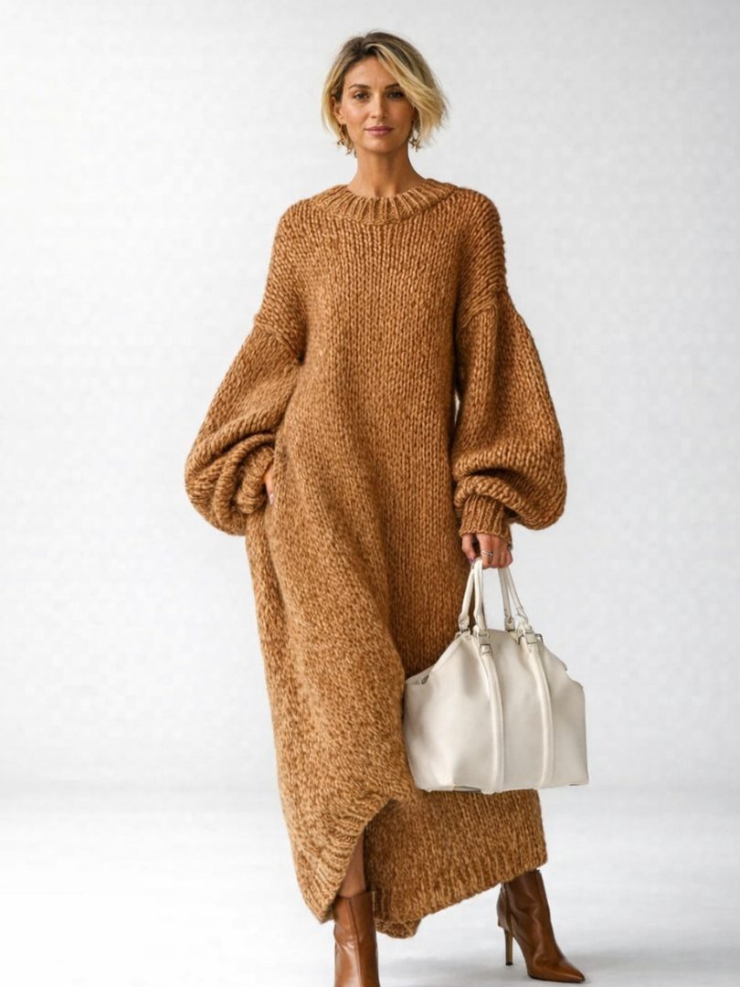 Alianna | Oversized Chunky Knit Maxi Sweater Dress for Women