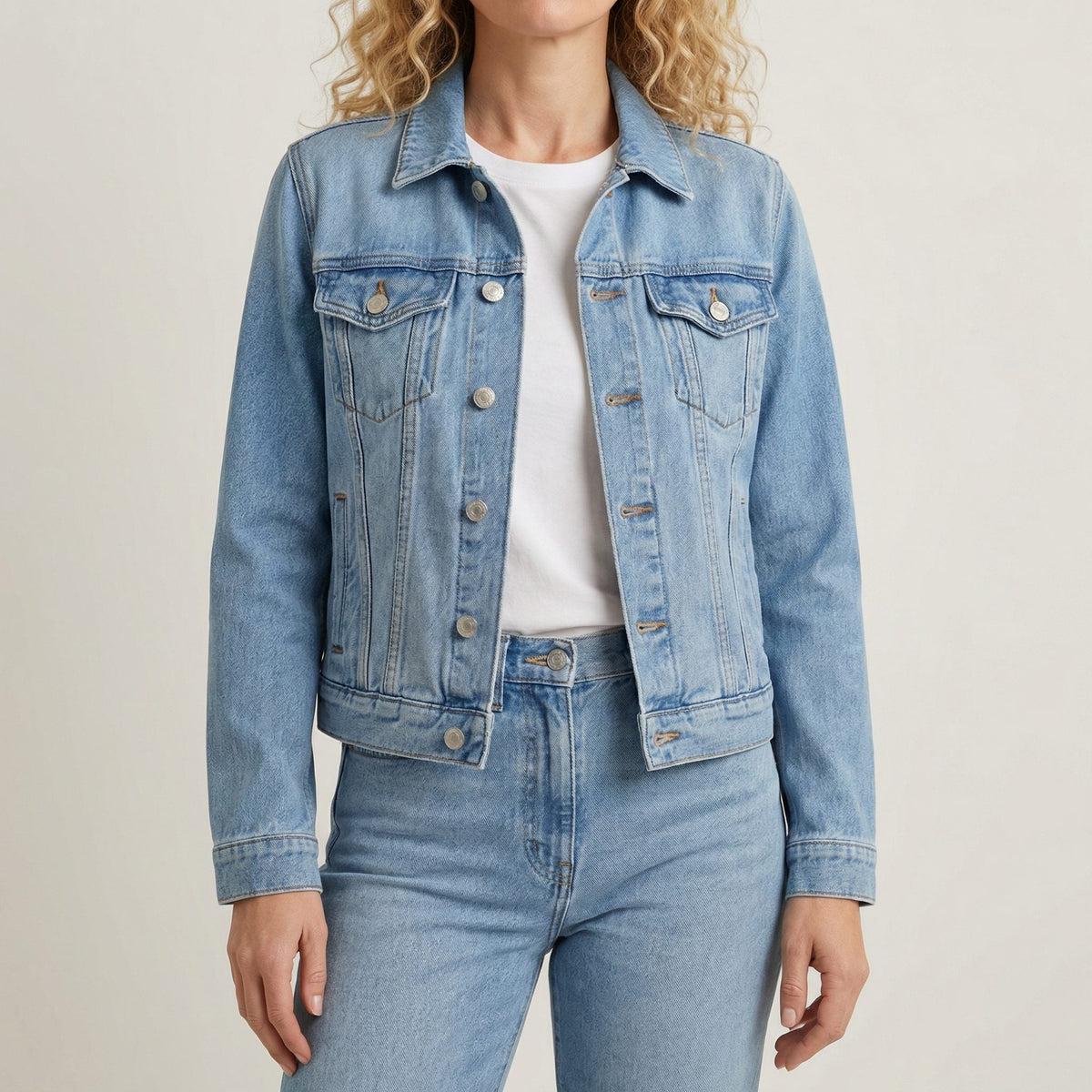 Ambretta | Denim Cropped Jacket with Lapel Collar for Women