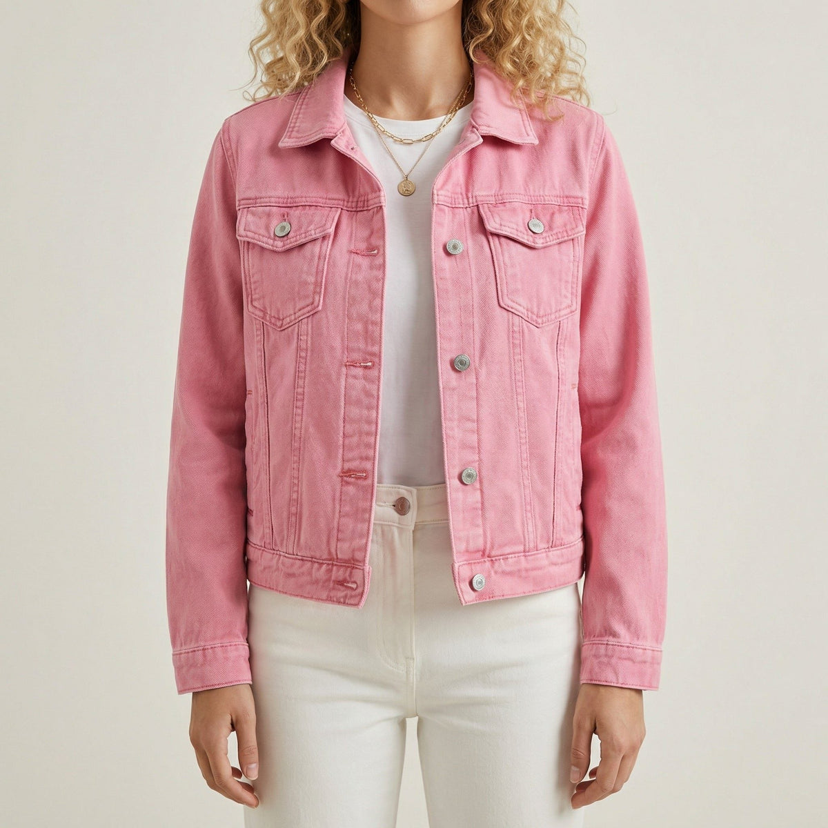 Ambretta | Denim Cropped Jacket with Lapel Collar for Women