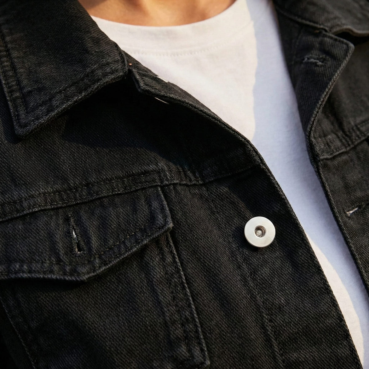 Ambretta | Denim Cropped Jacket with Lapel Collar for Women