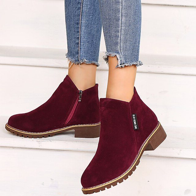 Amélie | Block Heel Ankle Boots with Side Zip and Round Toe for Women