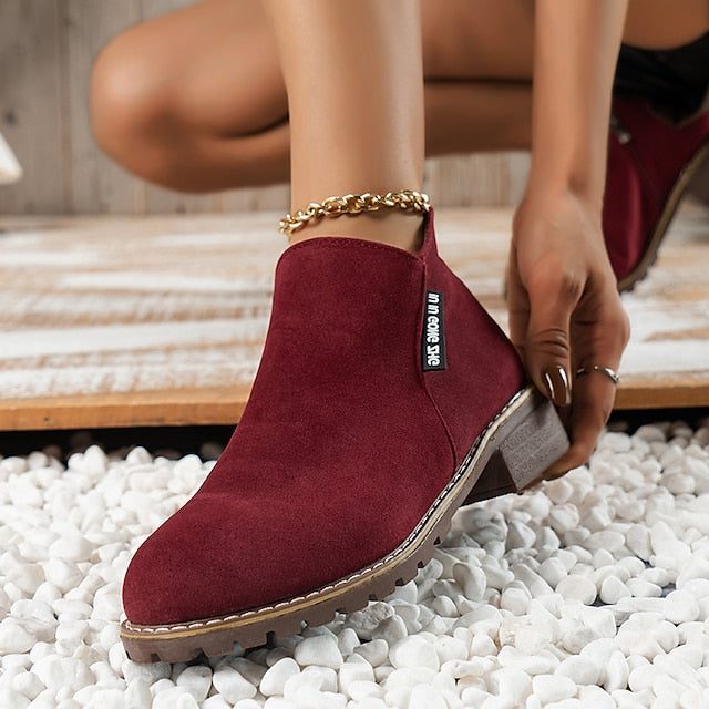 Amélie | Block Heel Ankle Boots with Side Zip and Round Toe for Women