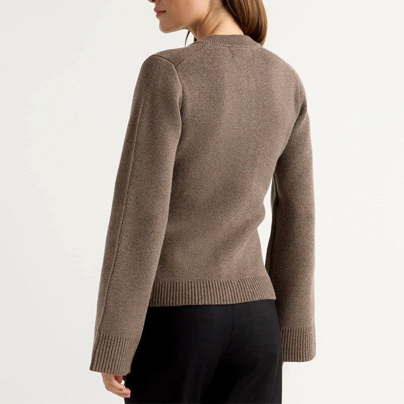 Anais - Women's Knit Button-Up Cardigan with Flared Sleeves