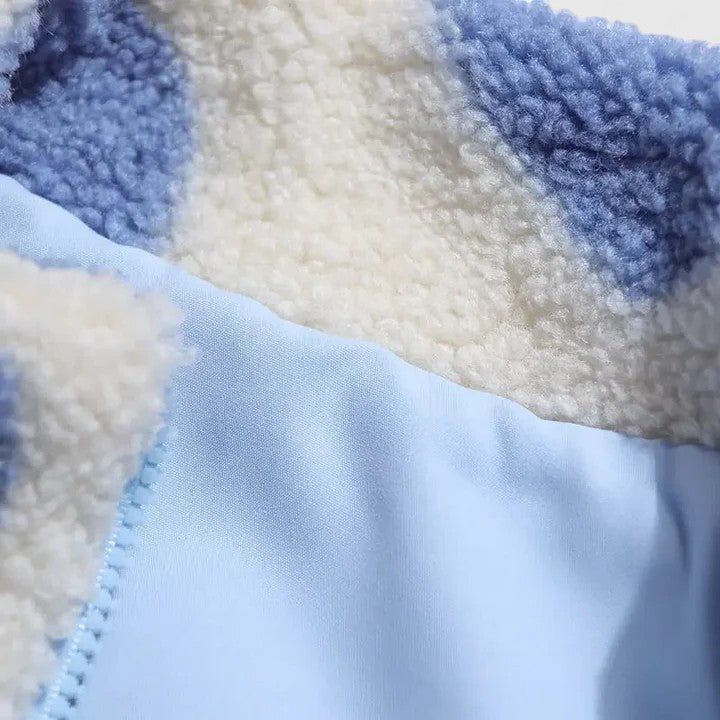 Aneira | Heart Print Padded Fleece Jacket for Women