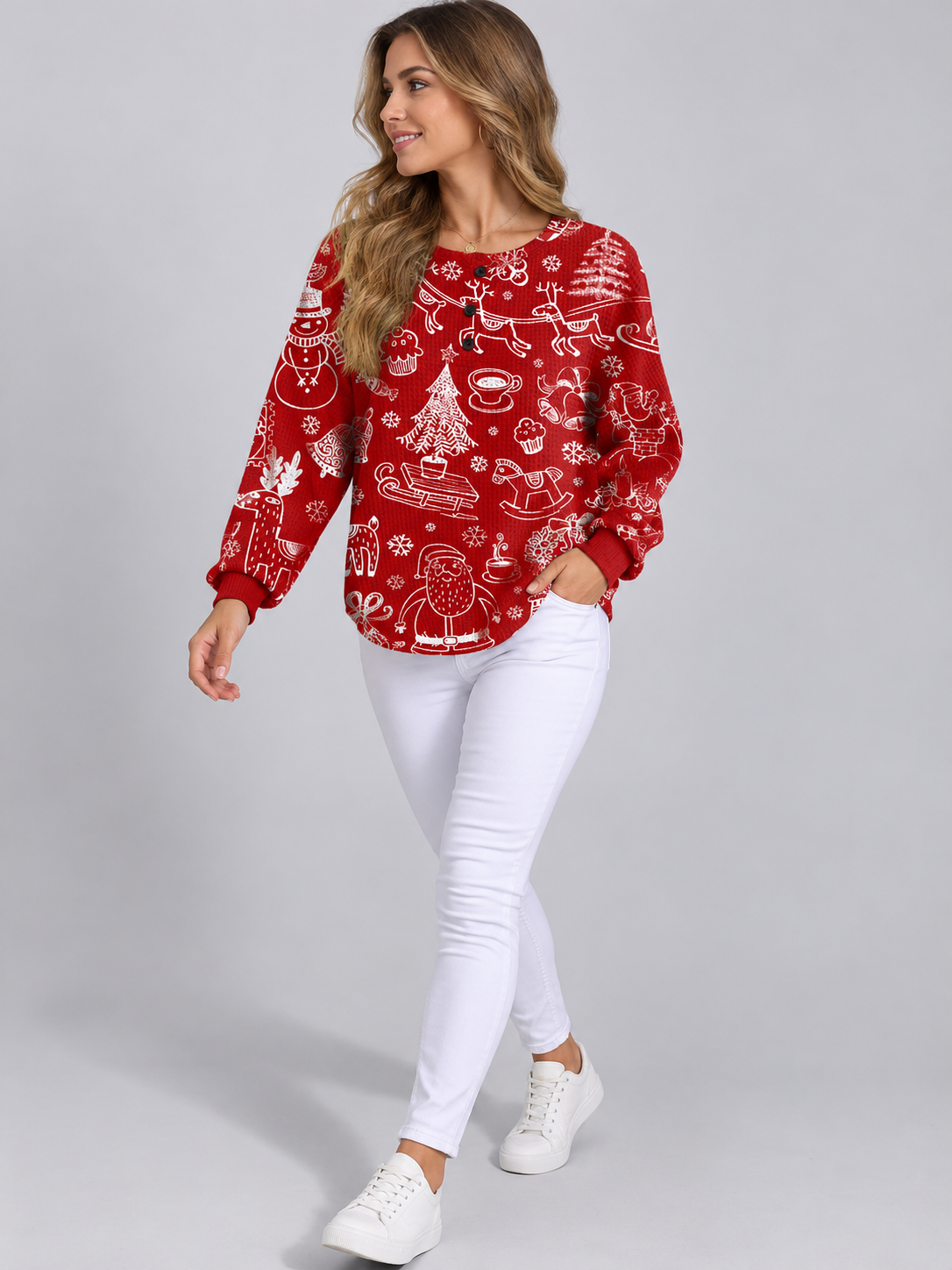 Angel | Christmas Print Fleece Sweater for Women