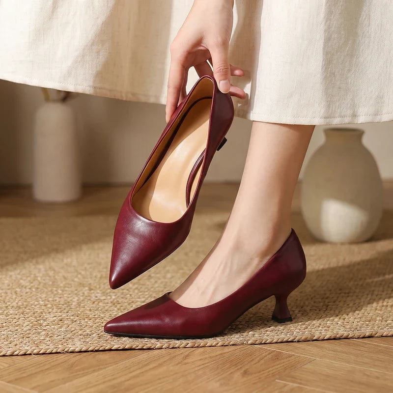 Sylvie Leather Kitten Heel Pumps