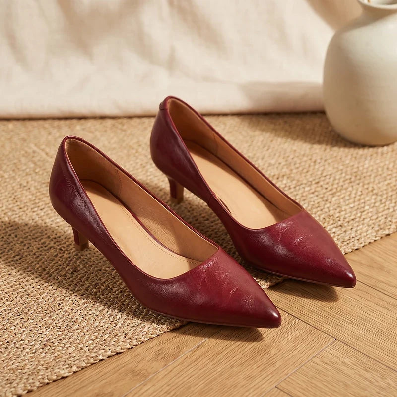 Sylvie Leather Kitten Heel Pumps