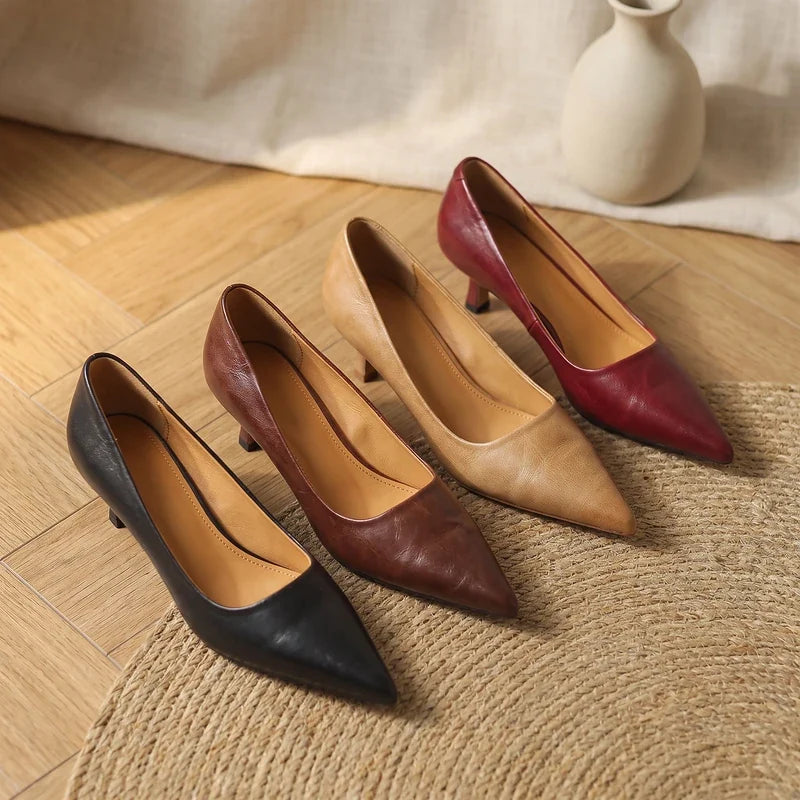 Sylvie Leather Kitten Heel Pumps