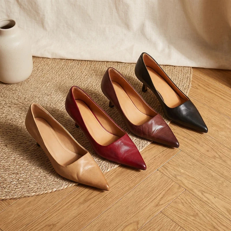 Sylvie Leather Kitten Heel Pumps