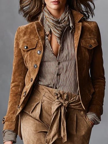 Antonella | Suede Single-Breasted Cropped Jacket for Women
