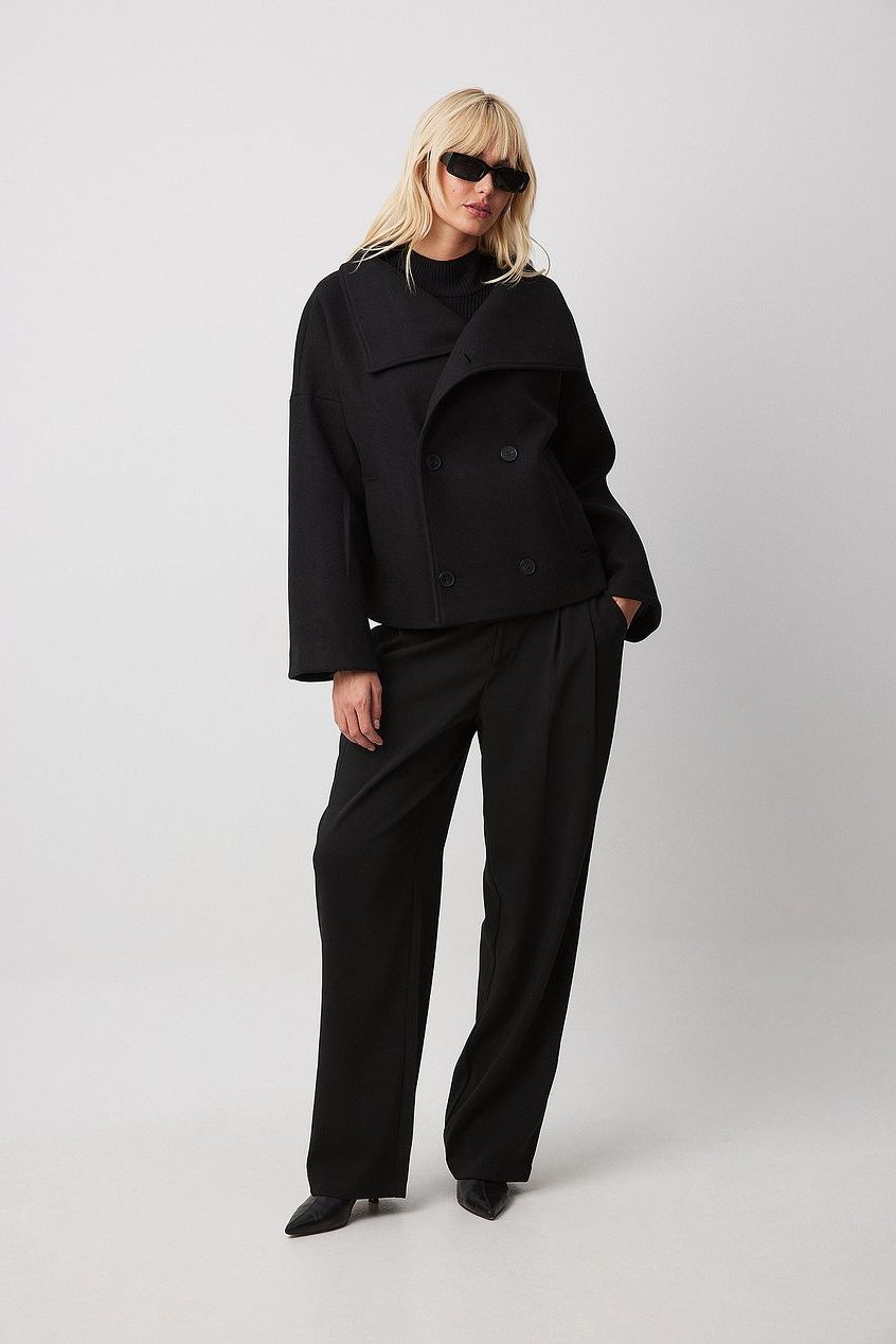 Anya | Cropped Double-Breasted Trench Coat with Wide Lapel for Women