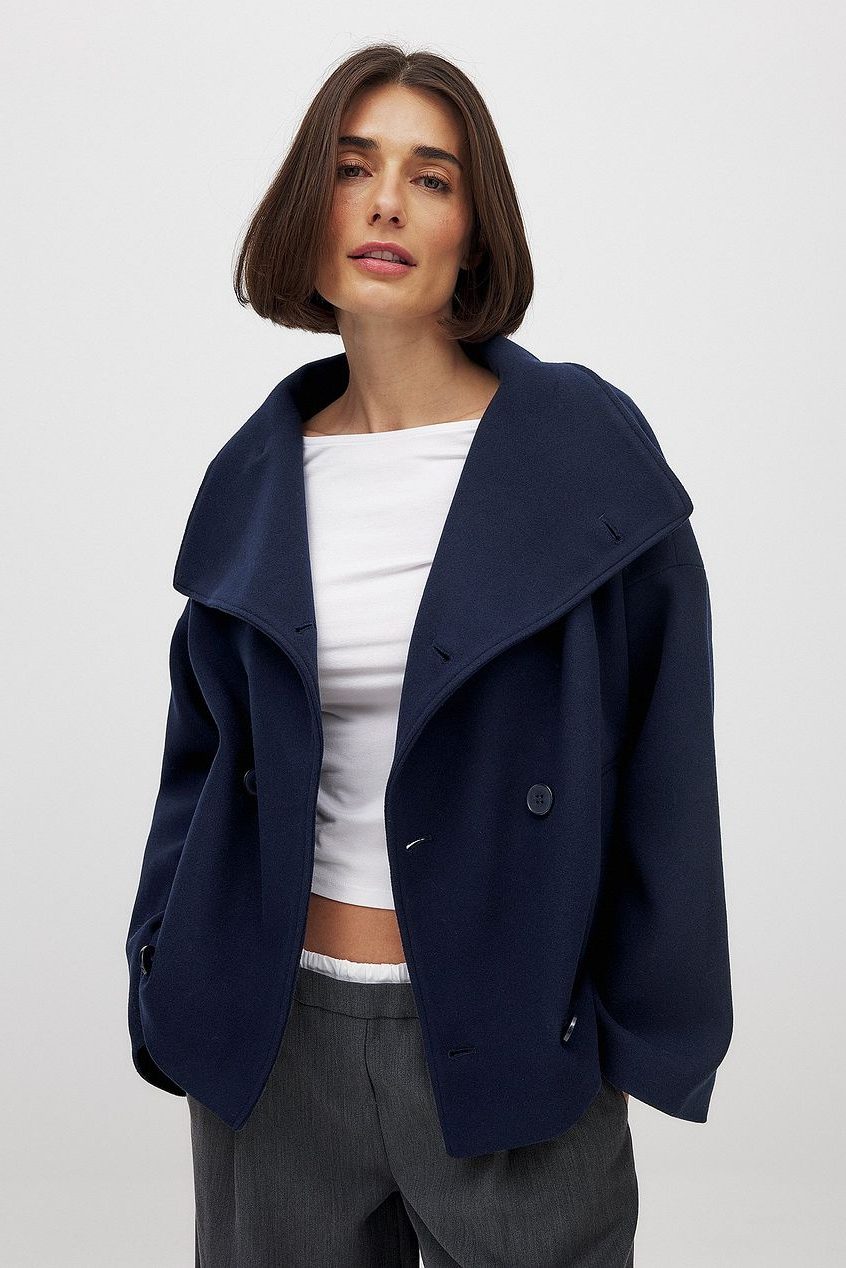 Anya | Cropped Double-Breasted Trench Coat with Wide Lapel for Women