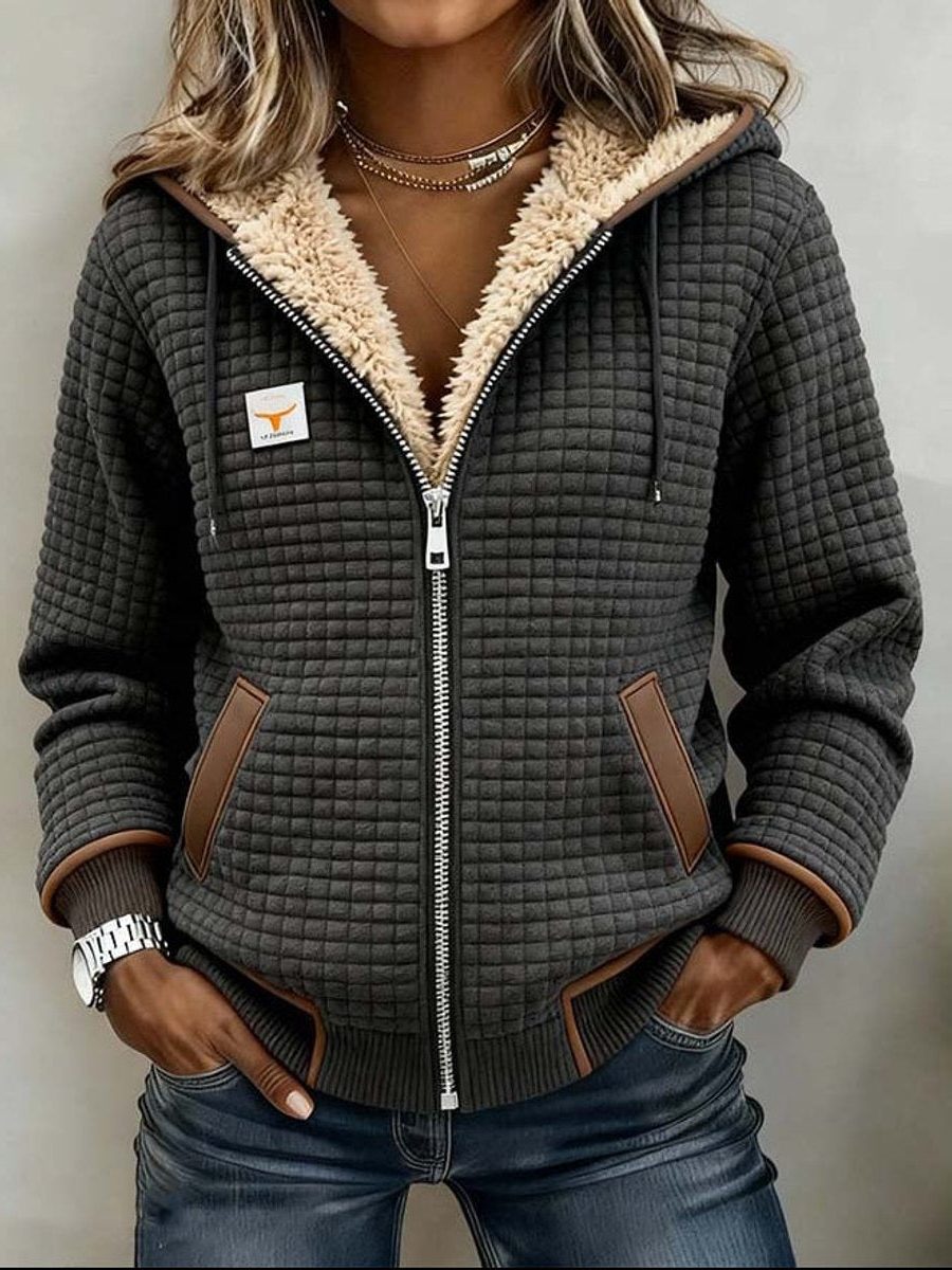 Aphrodite | Quilted Jacket with Hood and Sherpa Lining for Women