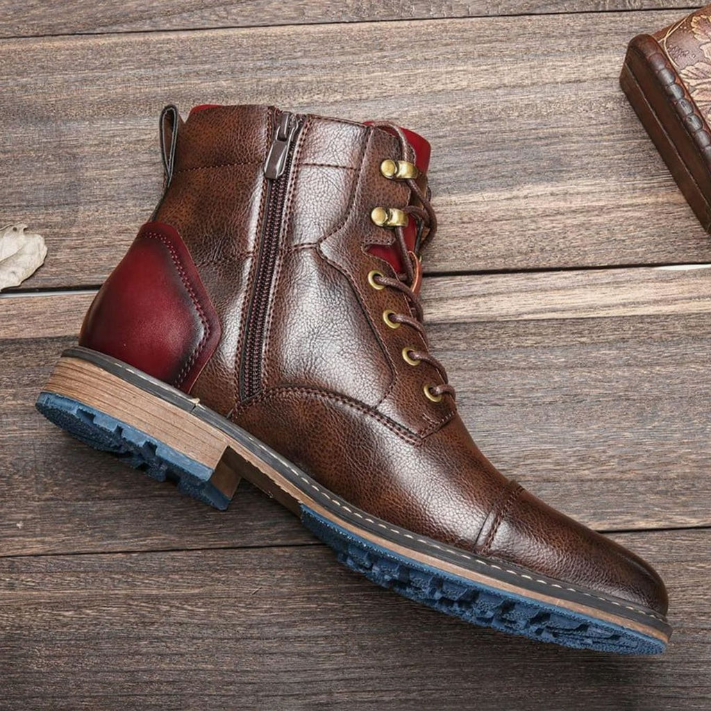 Arjen - Men's Lace-Up Cap-Toe Leather Ankle Boots