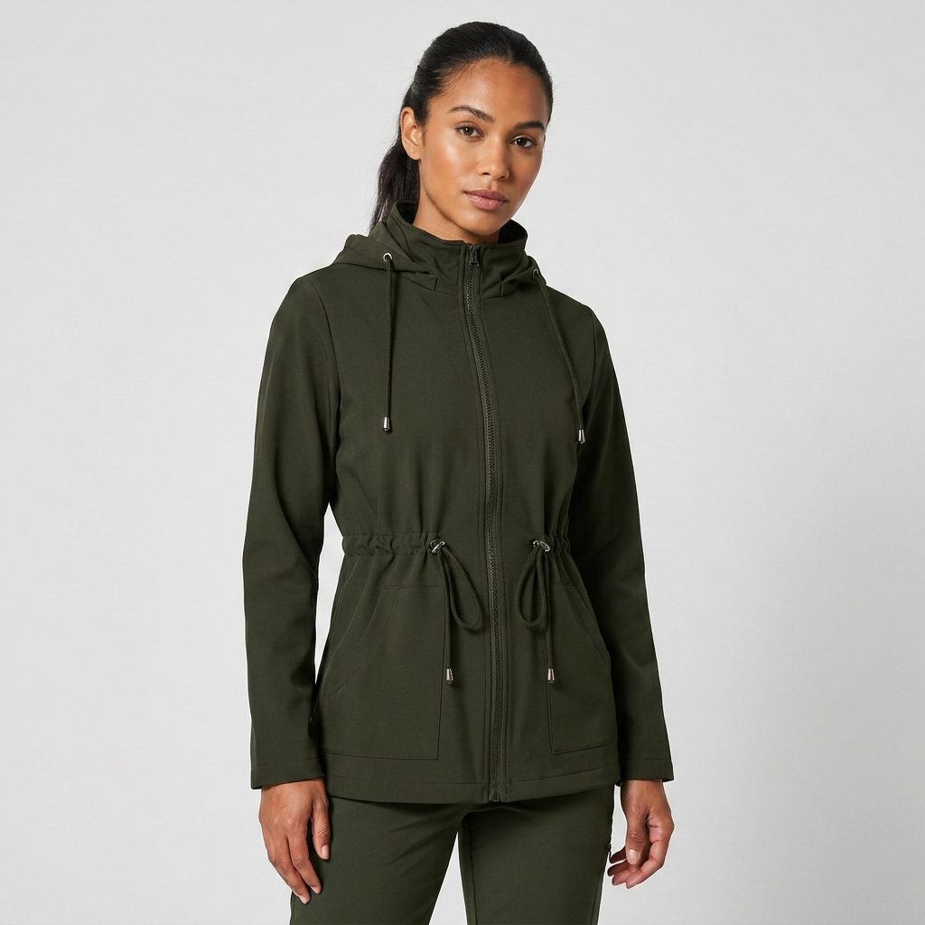 Arwa | Hooded Zip-Up Jacket with Drawstring Waist for Women