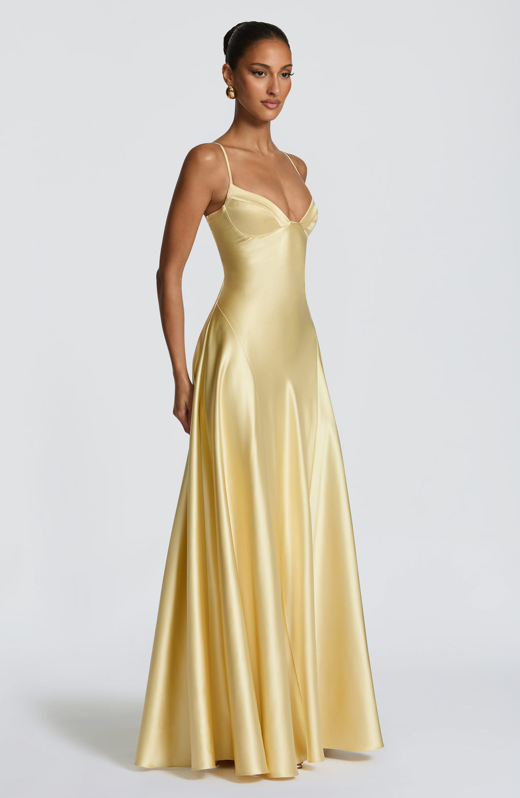 Elara | Women's Evening Satin Cupped Maxi Dress