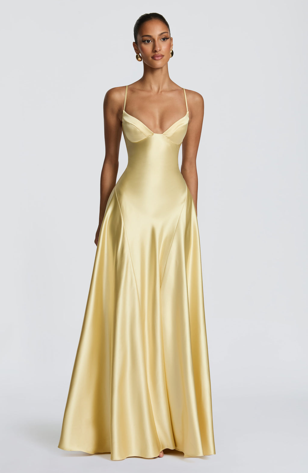 Elara | Women's Evening Satin Cupped Maxi Dress