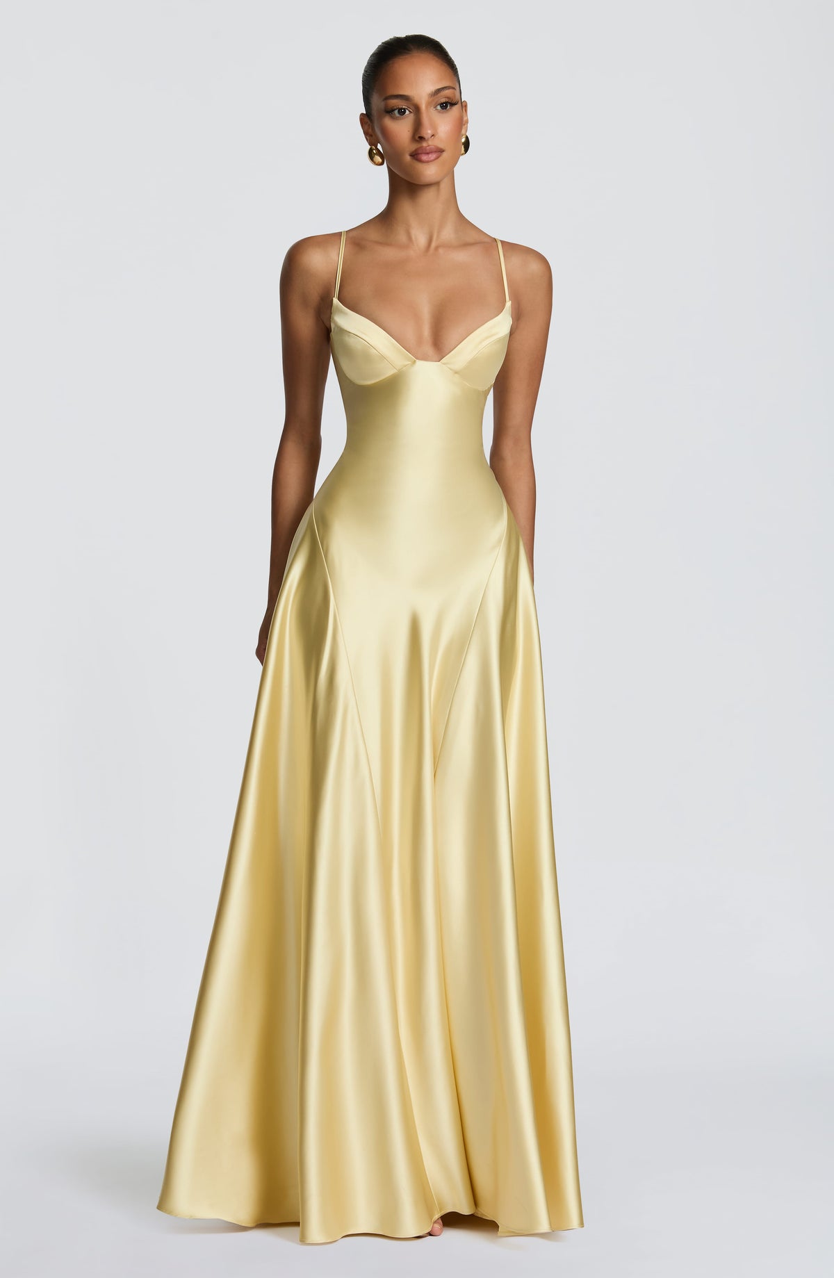 Elara | Women's Evening Satin Cupped Maxi Dress