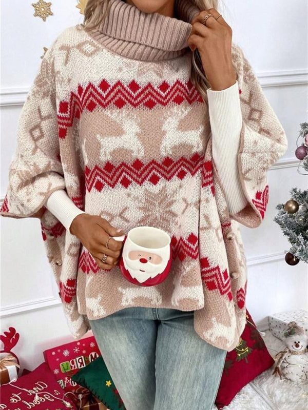 Auristela | Reindeer Oversized Turtleneck Sweater for Women