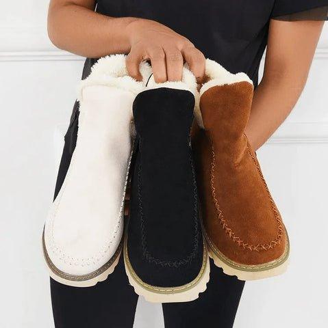 Women's Winter Lined Slip-On Ankle Boots, Round Toe