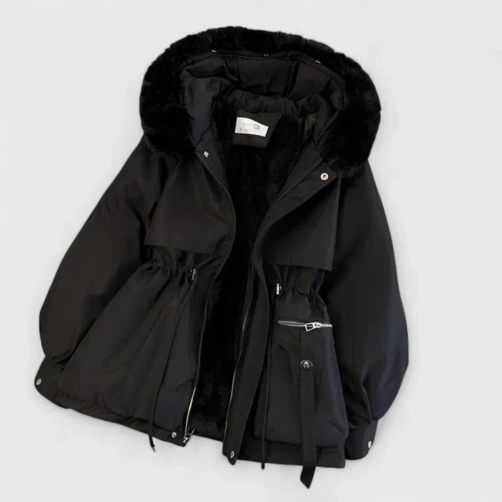 Avery | Padded Puffer Jacket with Fur Trim Hood for Women