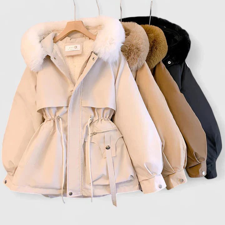 Avery | Padded Puffer Jacket with Fur Trim Hood for Women