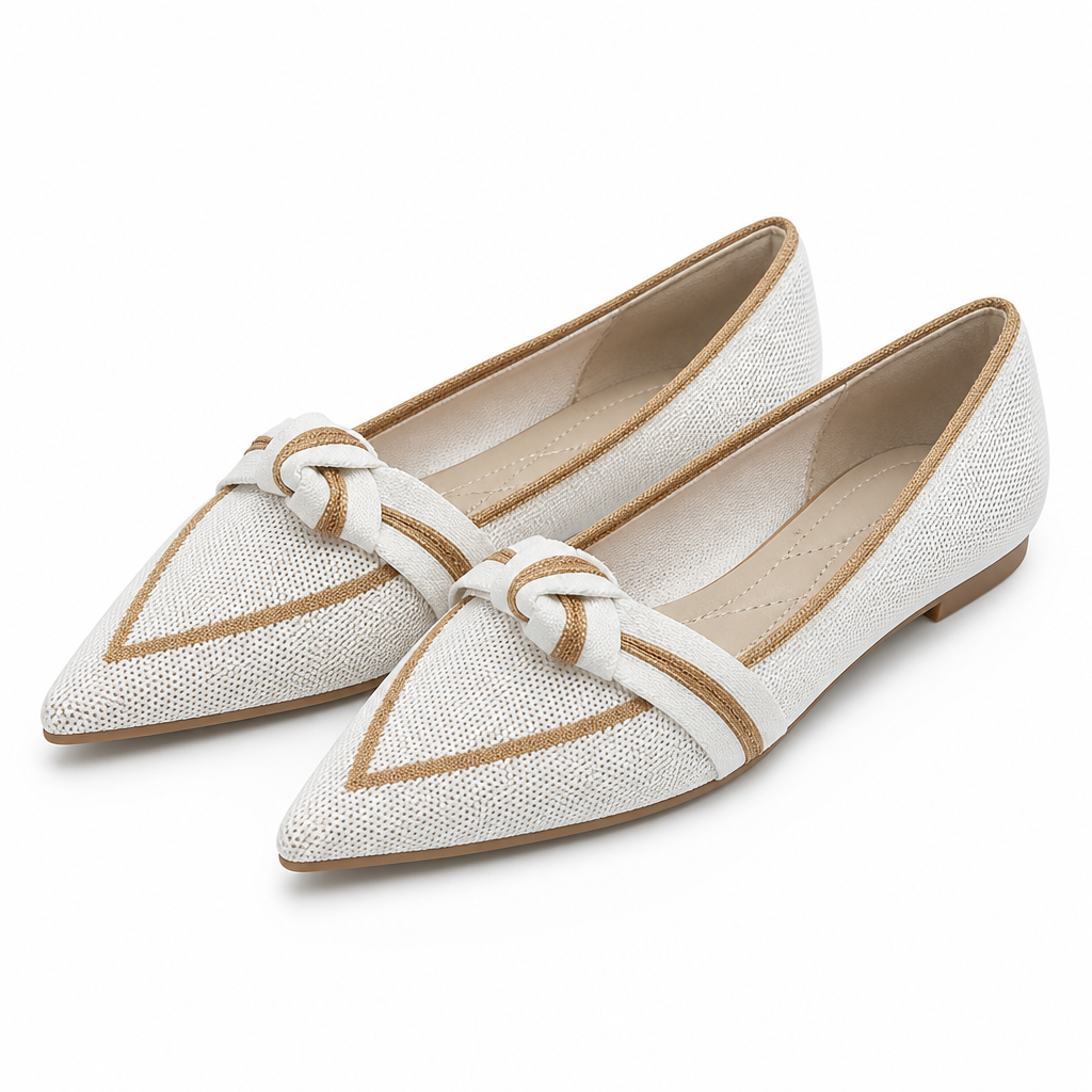 Capri Knit Pointed-Toe Knot Flat