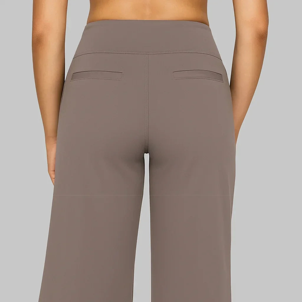 Women's High-Waist Straight-Leg Pants with Pockets