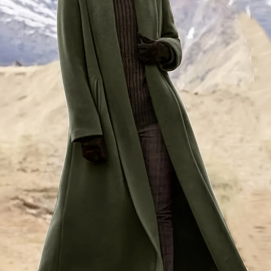 Women's Longline Open Front Coat with Flowing Drape