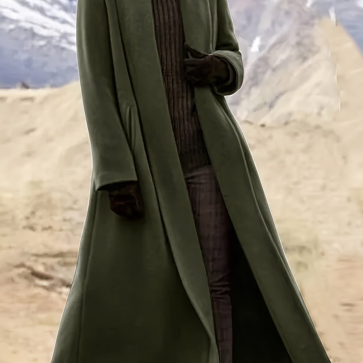 Women's Longline Open Front Coat with Flowing Drape