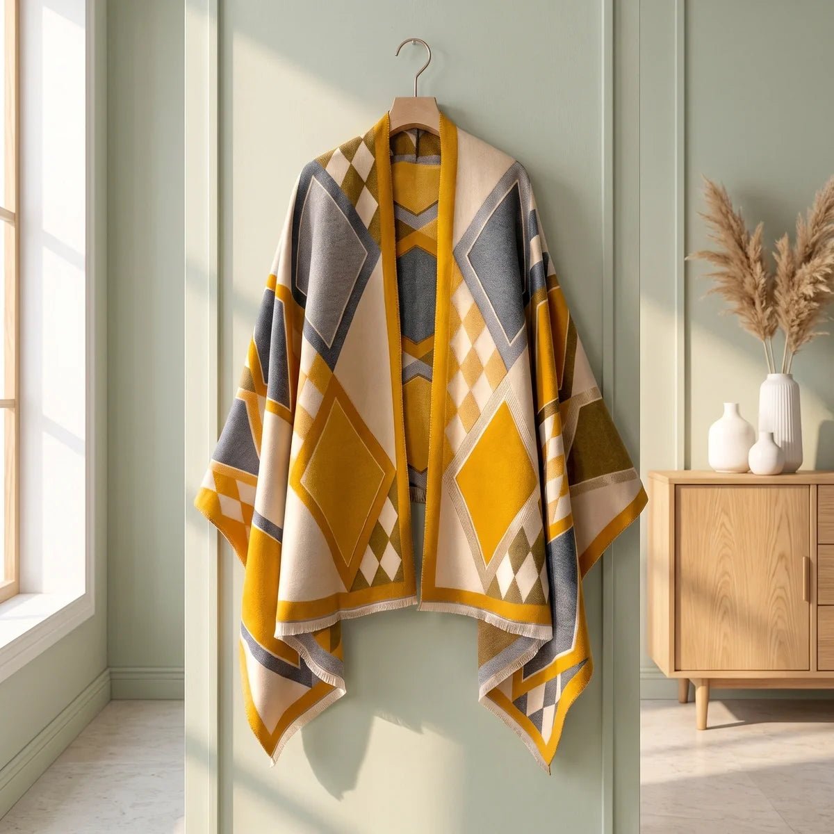 Beatrice Geometric Wool Blend Shawl