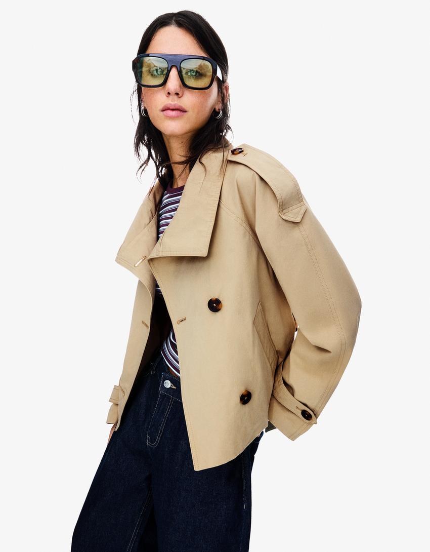 Women's Cropped Double-Breasted Belted Jacket