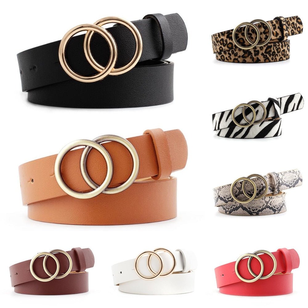 Women's O-Ring Double Buckle Belt for Jeans and Dresses