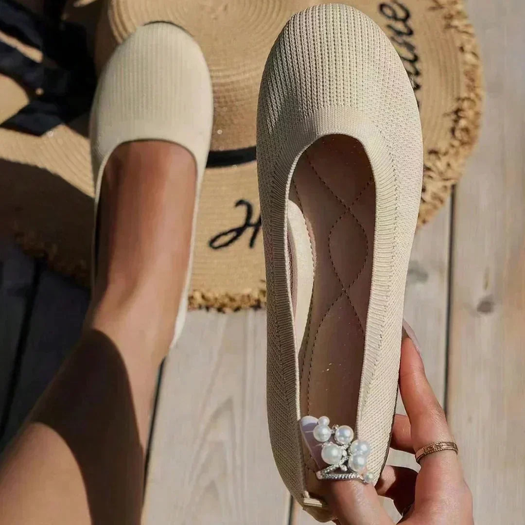 Women's Ribbed Slip-On Flats with Arch Support