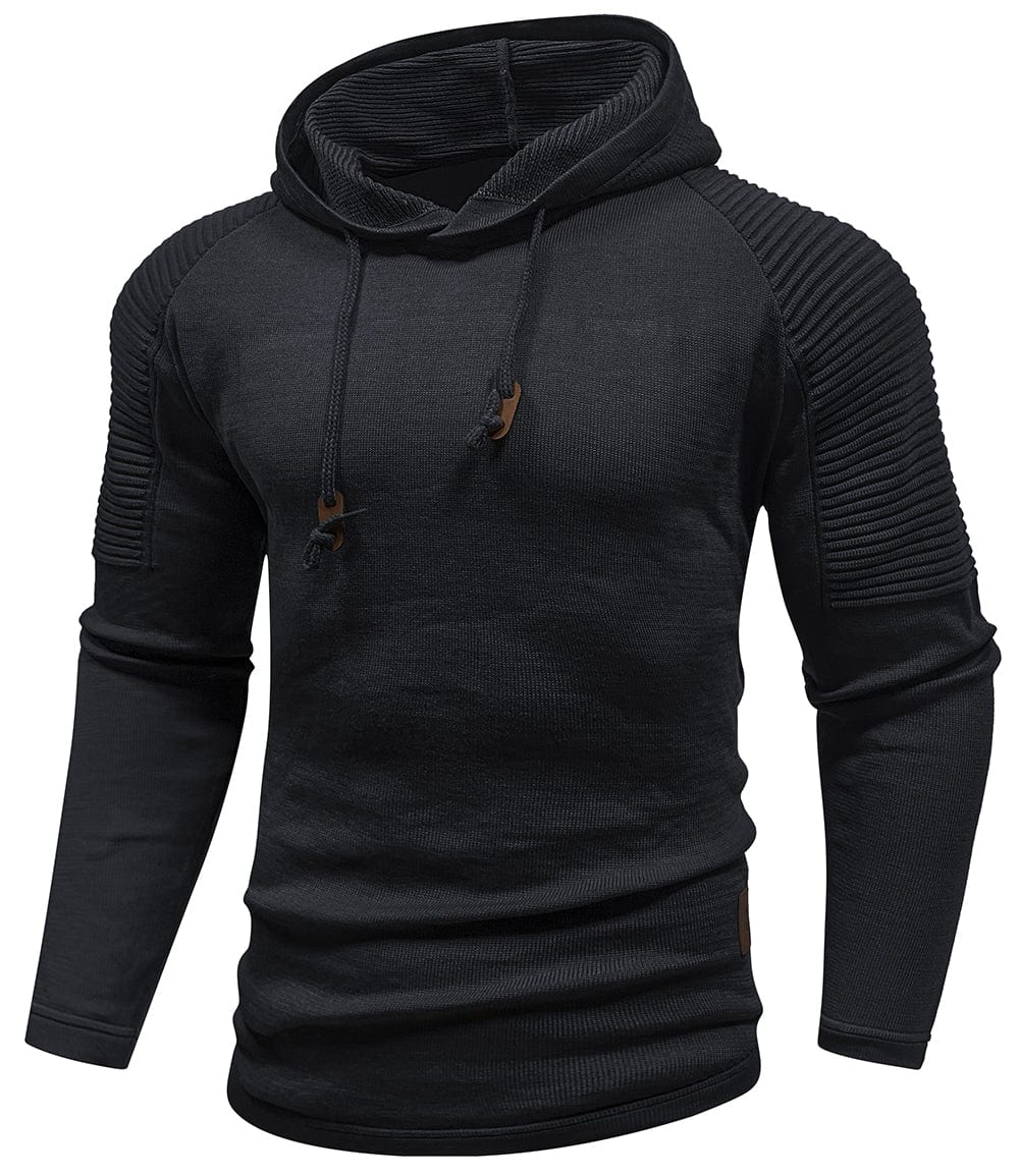 Men's Hooded Sweatshirt, Long Sleeves, Ribbed Shoulder Panels