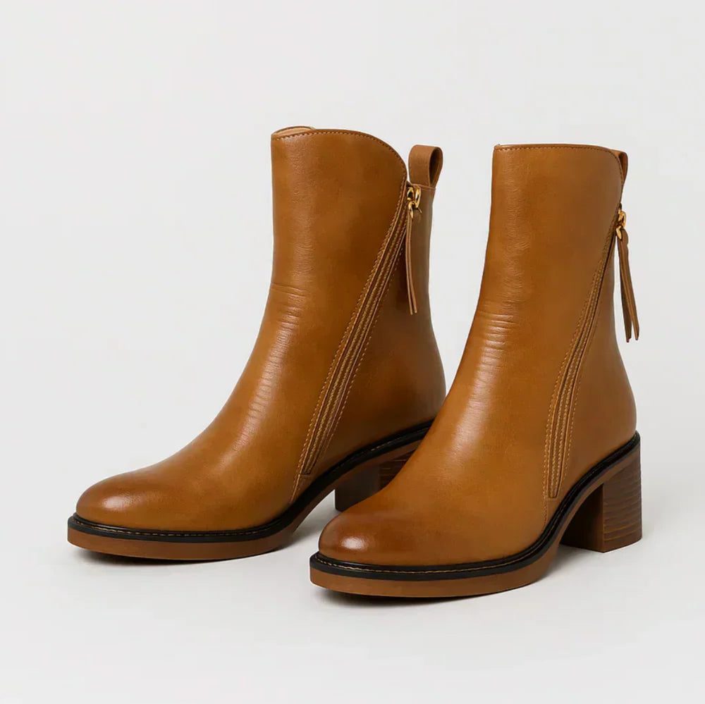 Minka | Block Heel Ankle Boots with Zip for Women