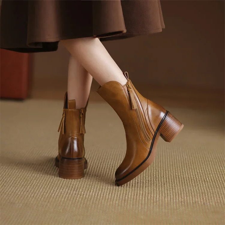Minka | Block Heel Ankle Boots with Zip for Women