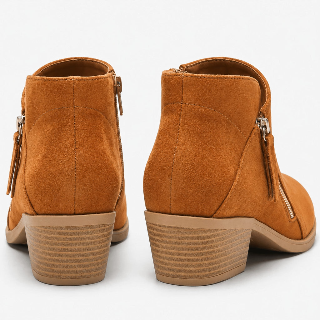Salvia | Block Heel Ankle Boots with Side Zip for Women