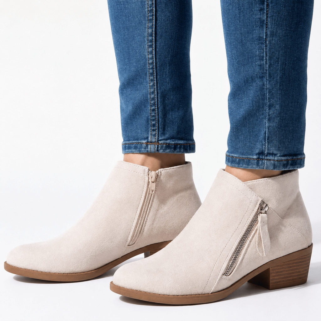 Salvia | Block Heel Ankle Boots with Side Zip for Women