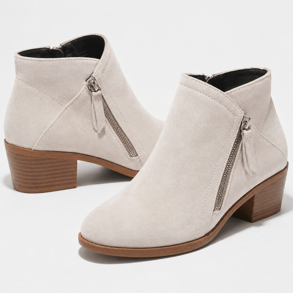 Salvia | Block Heel Ankle Boots with Side Zip for Women