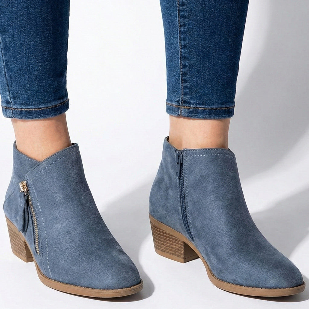 Salvia | Block Heel Ankle Boots with Side Zip for Women
