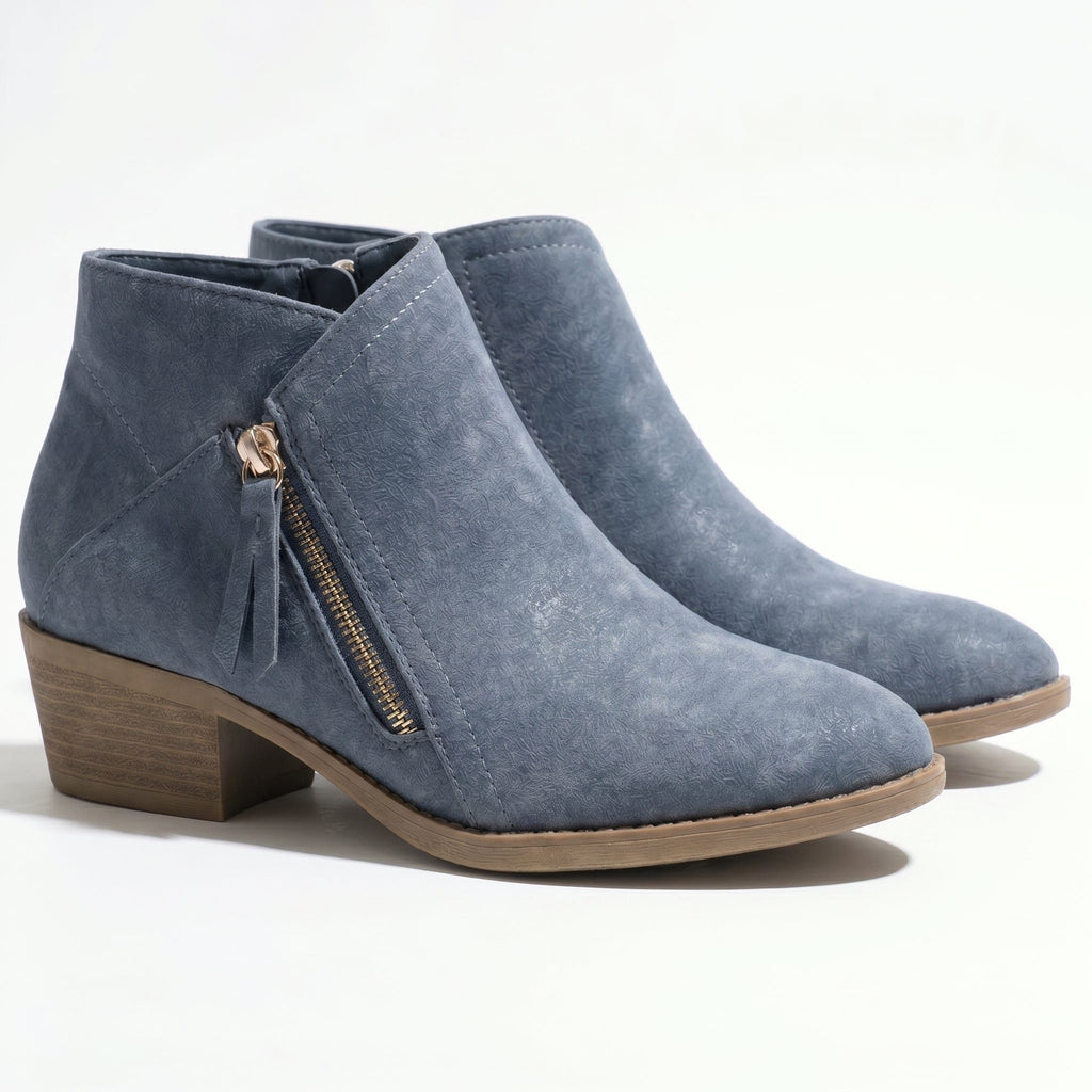 Salvia | Block Heel Ankle Boots with Side Zip for Women