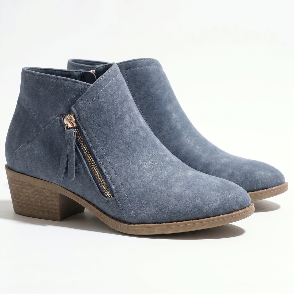 Salvia | Block Heel Ankle Boots with Side Zip for Women