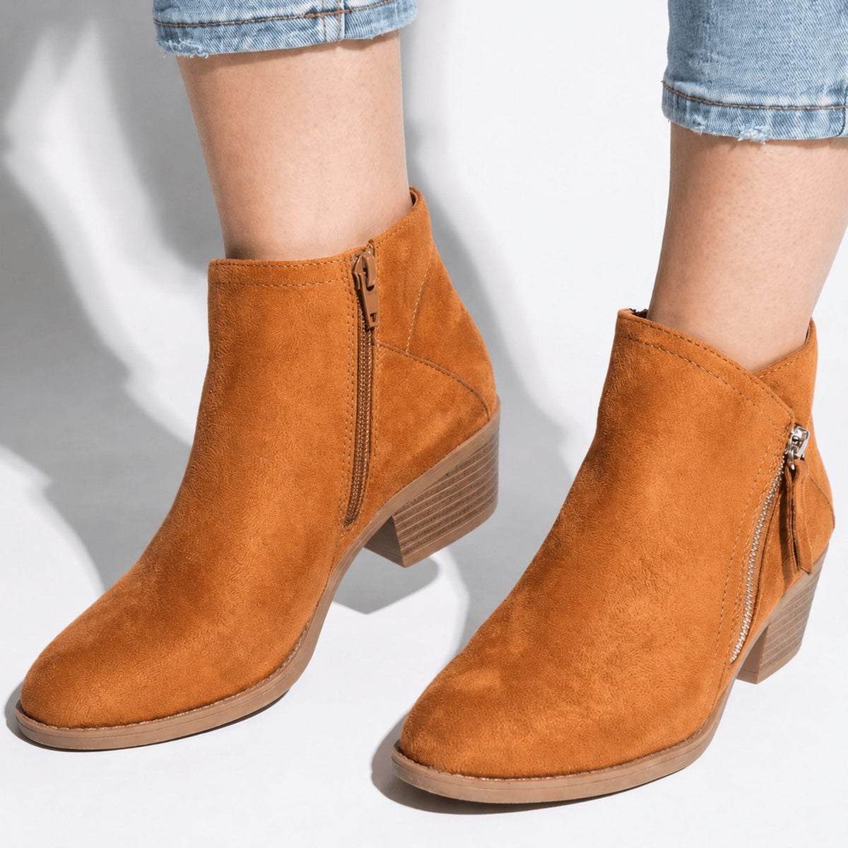Salvia | Block Heel Ankle Boots with Side Zip for Women